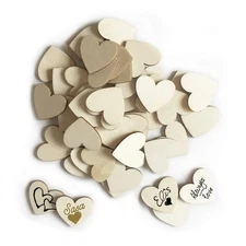 YK HomishWooden Hearts Guest Book Blank Wood Sign Party DIY Pack of 75 PCS Na...