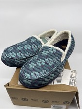 Waco Womens Navy Cedar Fur Lined Comfort Slipper Size 12D Floral NEW