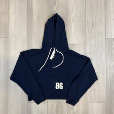 NWT PINK Victorias Secret Large IVY TERRY SHRUNKEN FULL-ZIP HOODIE Navy Crop