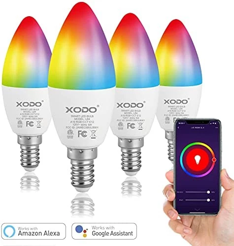XODO SMART WI-FI A19 CANDELABRA LED BULBS DIMMABLE APP & VOICE 4-PACK - WHITE - Image 2 of 4