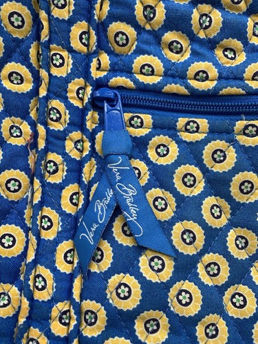 Vera Bradley Riviera Blue Top Zip Tote Bag Purse Retired 17” X 14” Loop Clasp - Picture 4 of 11