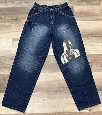 パンツ Machiavel Any Thing Like SkinnyJeans y2k Vintage Makaveli Mens Jeans 31 Blue Tupac Baggy Fit Hip Hop