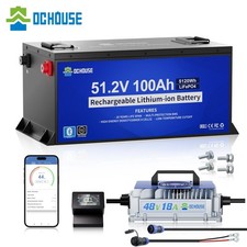 DC HOUSE Metal Case 48V 100Ah LiFePO4 Lithium Golf Cart Battery + 18A Charger