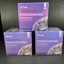 3x TriOak Cat Calming 2 Diffuser Kit Feline Anxiety Relief Pheromone Kit  READ