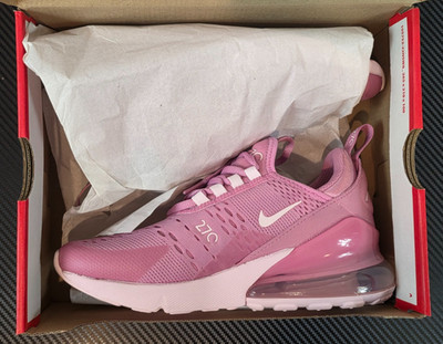 Size 3.5Y Nike Air Max 270 BG Magic Flamingo Pink Foam Sneakers, HQ1553-646
