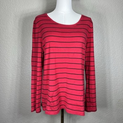 ND Weekend Women s Crew Neck Long Sleeve 100% Cottton Red Top Size XL
