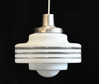 VINTAGE ART DECO GLASS AND MILK GLASS PENDANT LIGHT