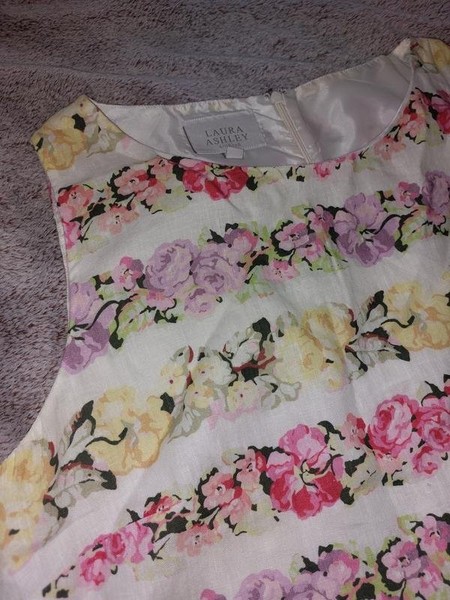 Women Laura Ashley Dress Multicolor Linen 38 #A1SO