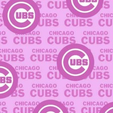 Chicago Cubs Pink MLB National League Central Cotton Fabric