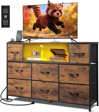 Brown TV Stand with LED Lights & Charging, for 45, 50, 55 inch TV(Entertainment