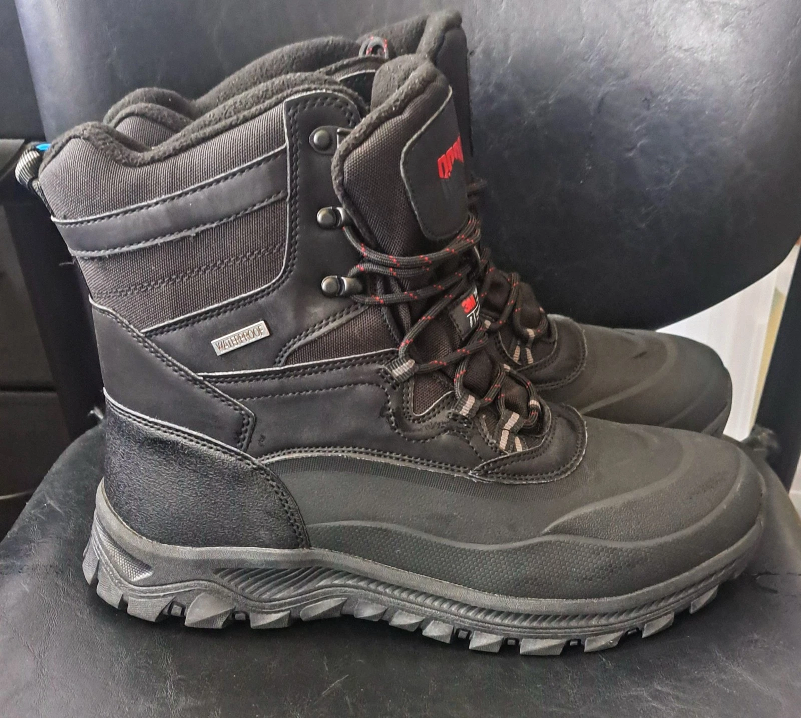 RCord Men's Black Waterproof Boots Size:11