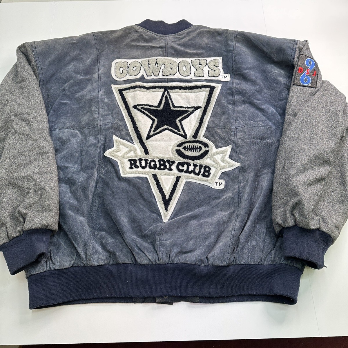 Rare Vintage DSJ 96 Dallas Cowboys Rugby Club Suede Leather Wool