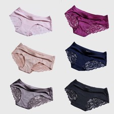 Intimo Sexy Da Donna Mutandine Senza Cuciture Slip In Pizzo Trasparente Seta ☆