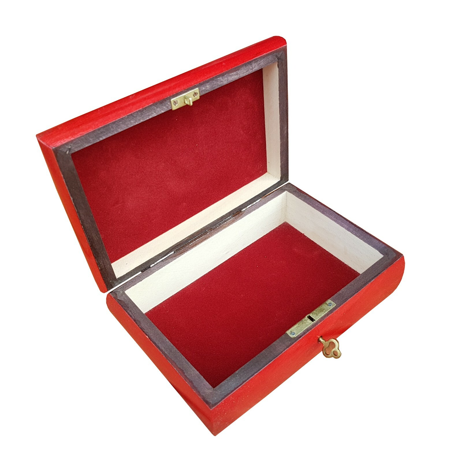 WOODEN CARVED JEWELLERY BOX LOCK AND KEY IN RED COLOUR eBay