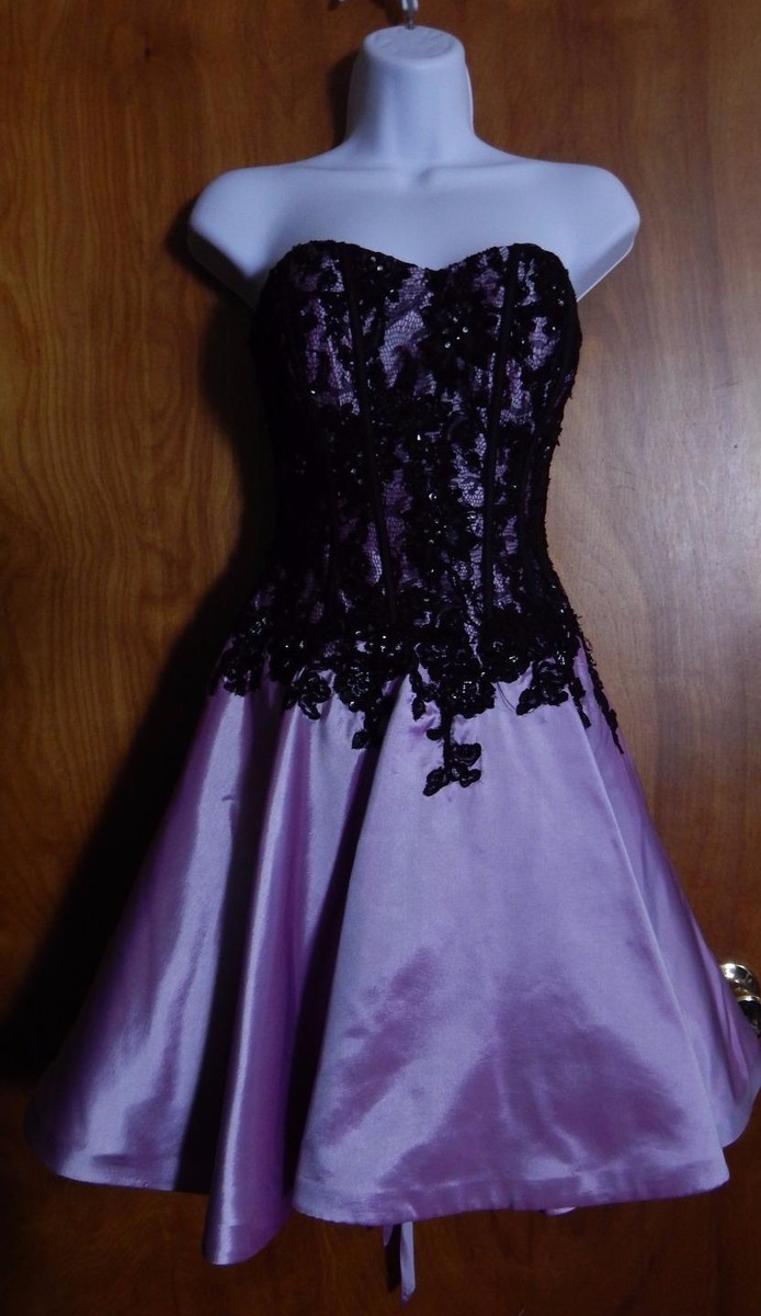 black and lavender prom dress Sheer-Sides Long Black Prom Dress with Ombre Beads PromGirl
