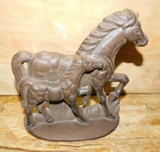 Cast Iron HORSE Statue Brown COLT Paper Weight Garden Rustic Door Stop Pony