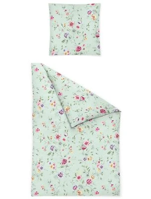 Bierbaum Seersucker Bettwäsche 155x220 Sommer Blütenranken Blätter lind 3524-30 - Bild 1 von 4