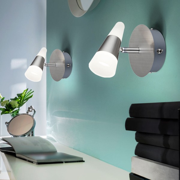 Wandlampe Spotleuchte Wandstrahler Led Spot Schwenkbar Nickel Matt Weiß 2Er Set-image
