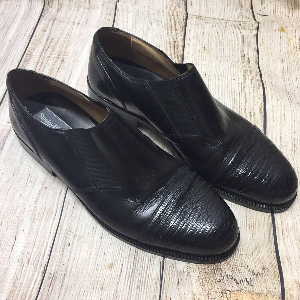 Stanley Blacker Black Leather Slip On Shoes Mens 10.5 M Made in Italy   38562/02 Stanley Blacker Men main image 3