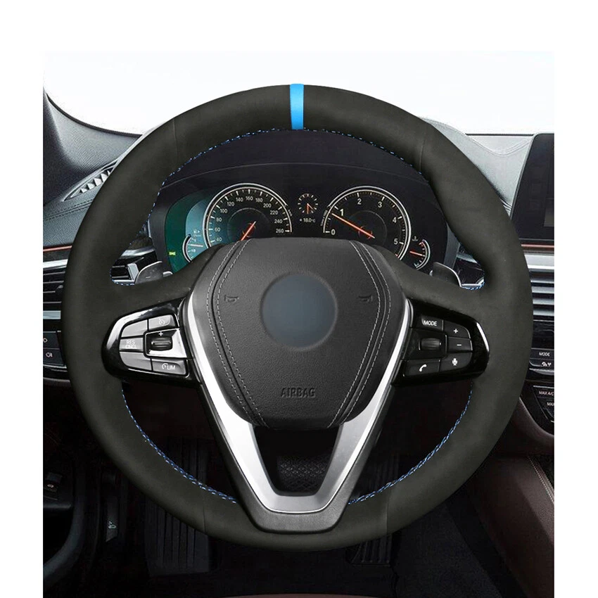 Cubierta de volante de coche de gamuza negra para BMW G30 530i 540i 520d 530e G01X3 2018 Foto 2 de 4