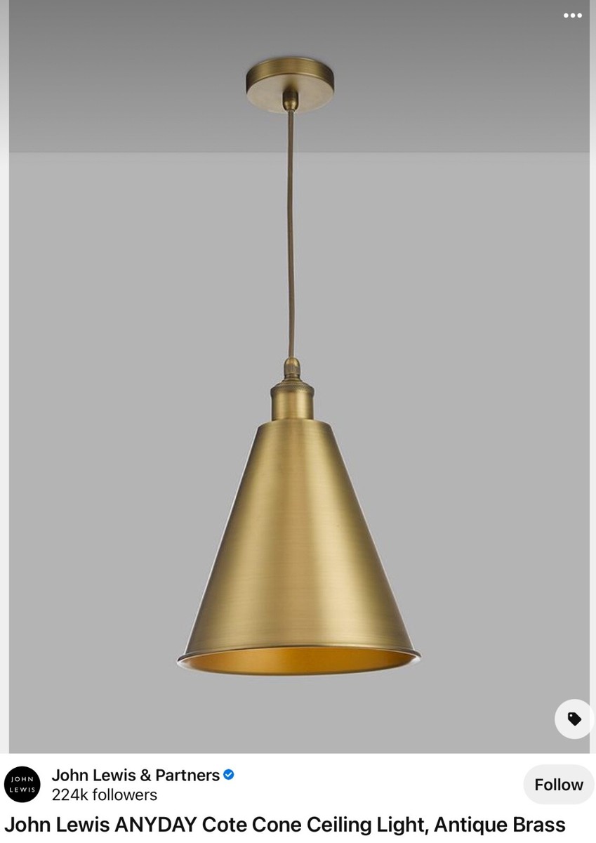 John Lewis new Cote Cone Ceiling lights boxed and unused (five