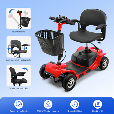 2025 4 Wheel Mobility Scooter Power Folding Travel Electric Wheelchair Scooters
