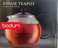 Bodum - 1844 - Assam Teapot French Press Glass Stainless Steel Filter 34 Oz