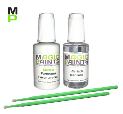 Touch Up Paint Pen Set Suitable For Peugeot, 249 / EWP Blanc Banquise (White) + Clear Coat
