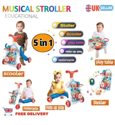 Musical stroller, Baby First Steps, Baby Walker 5 in 1, Push Along Walker ,toys