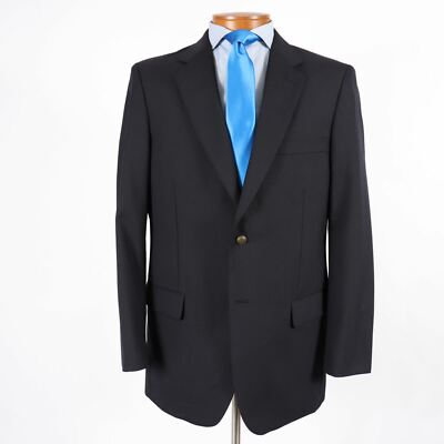 Saddlebred 42L Mens Navy Wool Blend Blazer Sport Coat Antique Brass Buttons 355