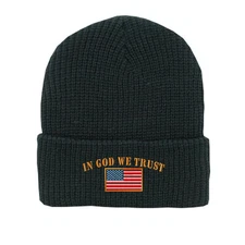 IN GOD WE TRUST MILITARY Embroidered Cuffed Beanie Skull Cap Hat
