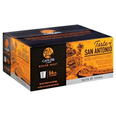 HEB 1LB 4oz K-Cup Pods Box San Antonio CAFE Ole  by H-E-B Medium Roast TX 54/Box