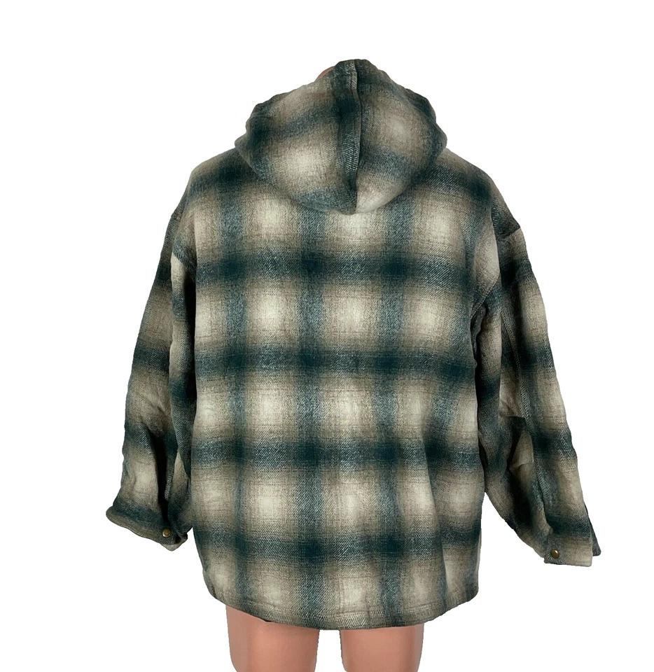 Vtg 90s Shadow Plaid Zip Up Surf Skate Grunge Hippie Retro Baja Hoodie Jacket L - Image 2 of 4