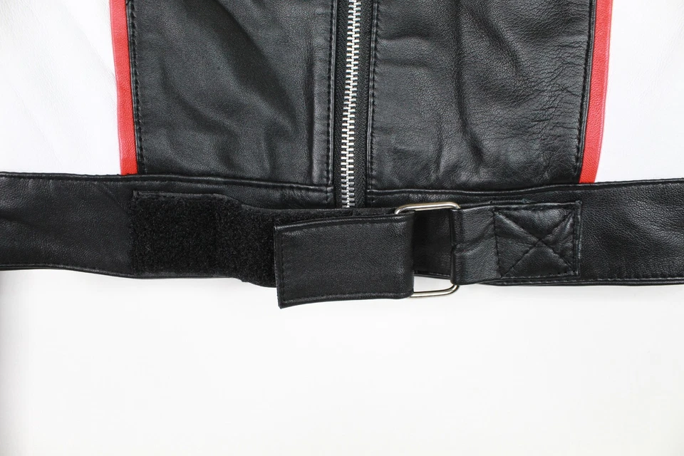 Varenne Moto Jacket Womens XS Cropped Black Red Leather - Image 4 of 4