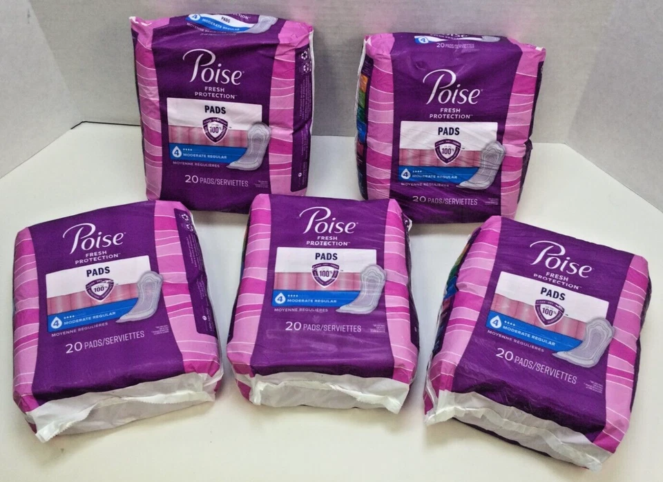 Poise Fresh Protection Pads, #4 Moderate Regular, Pack Of 100 Pads!