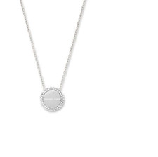 NEW MICHAEL KORS SILVER TONE CHAIN+CRYSTALS PAVE DISC NECKLACE MKJ6179