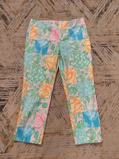 Vtg Lilly Pulitzer Multicolor Floral Crop Pants Size 8