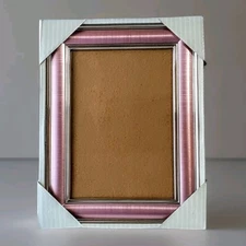 FETCO Home Decor Picture Frame 5"×7" photo Silver Metallic Pink NIB satin finish