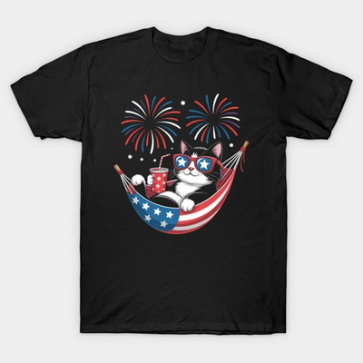 #ad #ad Cat 4th Of July Cat Tuxedo Patriotic Flag T Shirt $21.99
