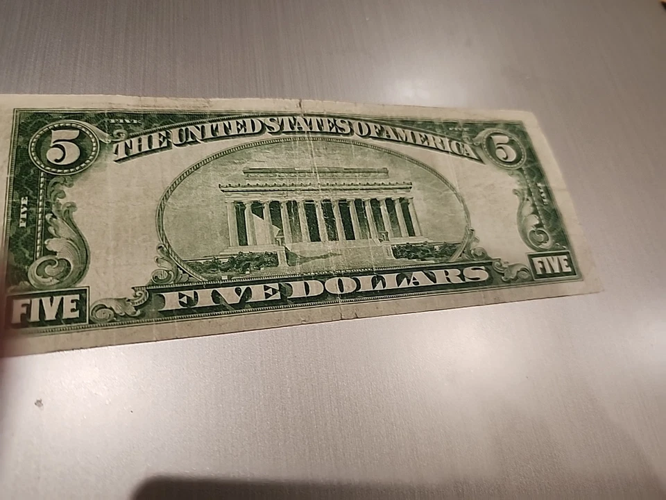 US 5 Dollar Note FRN 1928 Series A Green Stamp (7) Chicago - Image 2 of 3