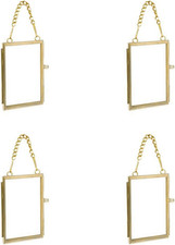 4PCS Glass Frame for Pressed Flowers, 2x3 Inch Brass Hanging Photo Frame Double