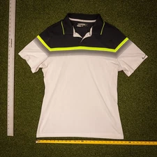 Nike Dri-Fit Tour Momentum Stripe Polo [LARGE] White/Black/Volt