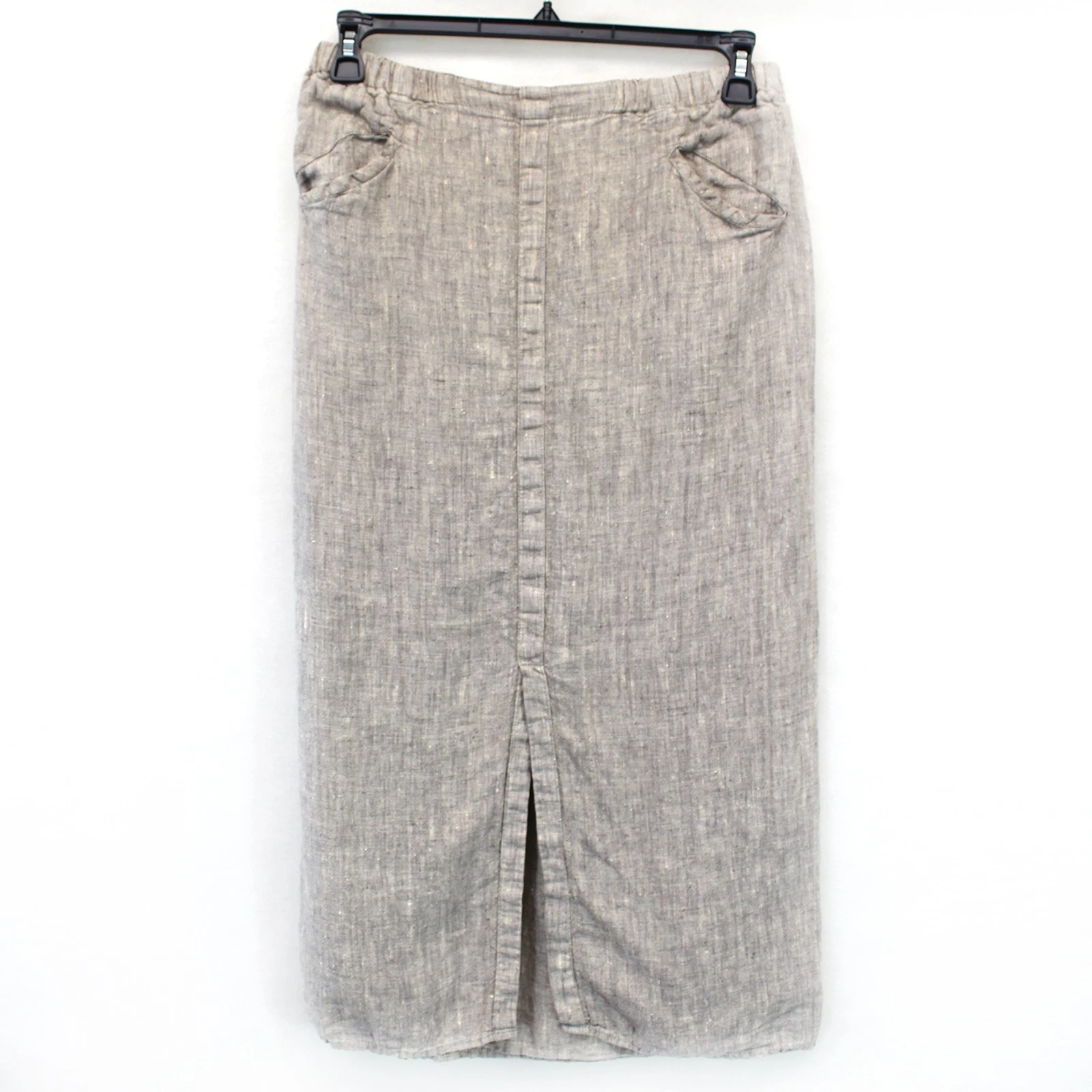 Flax by Jeanne Engelhart 100% Linen pull on skirt with pockets Small back slit
Opens in a new window