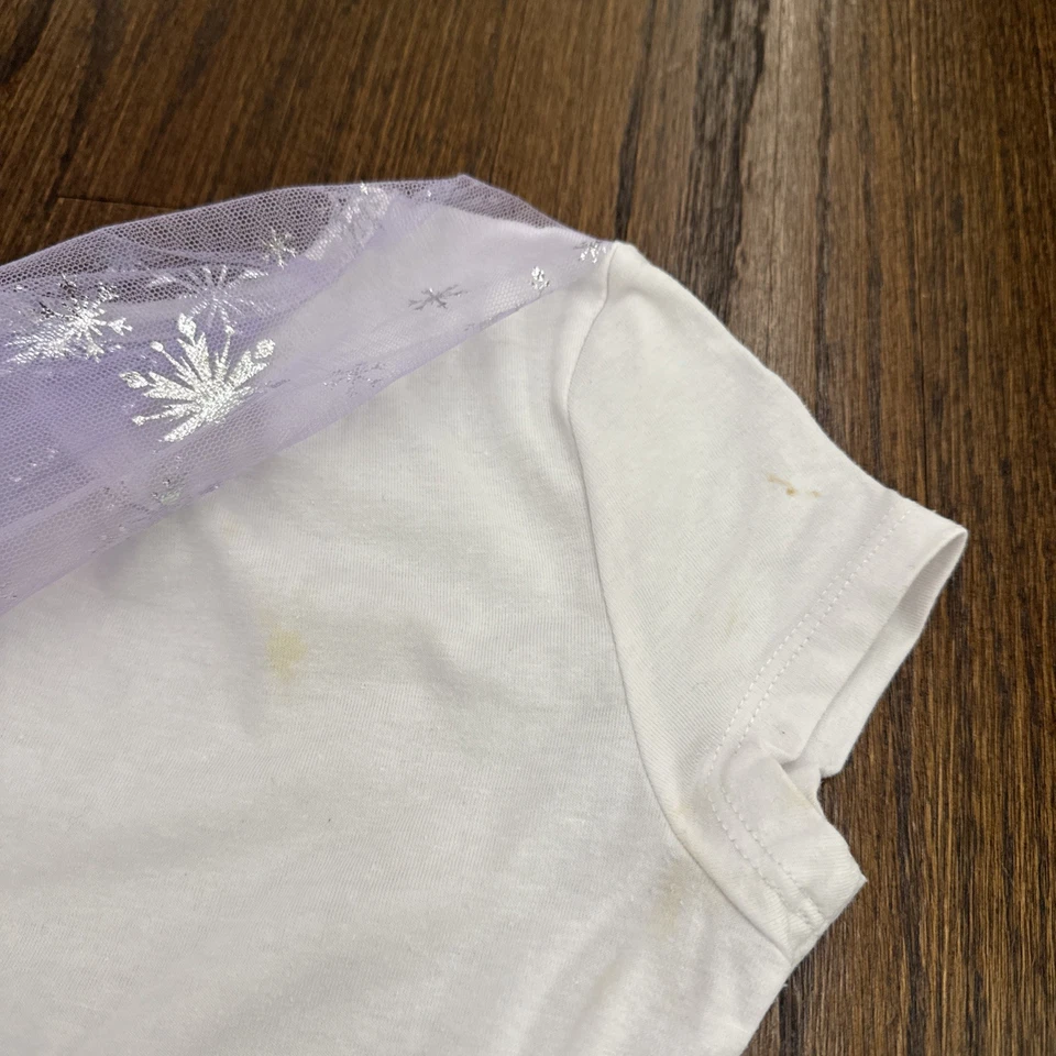 Disney Frozen II Elsa White & Purple Tulle Dress with Cape Size 7/8 years old - Image 4 of 4