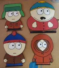 South Park Cartoon Wooden Characters Kyle Cartman Stan Kenny Hand Painted
