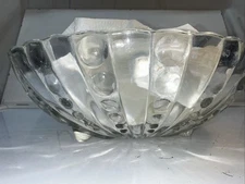 Clear Glass 8.5 inch Multi-Use Bowl Footed Fruit Salad Bubble Pattern 3 Leg Lift