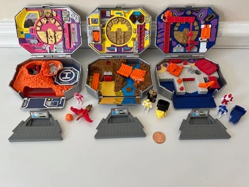 Lot of 3 Mighty Morphin Power Rangers Micro Playset Bandai & Figures Vintage