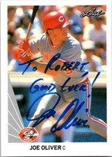 1990 Leaf Joe Oliver Auto #453 Cincinnati Reds Personalized Autograph