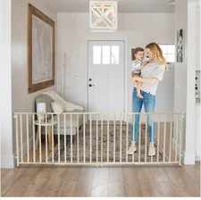 Toddleroo by North States 60"-103" Extra-Wide Swing Baby Safety Gate, Wood