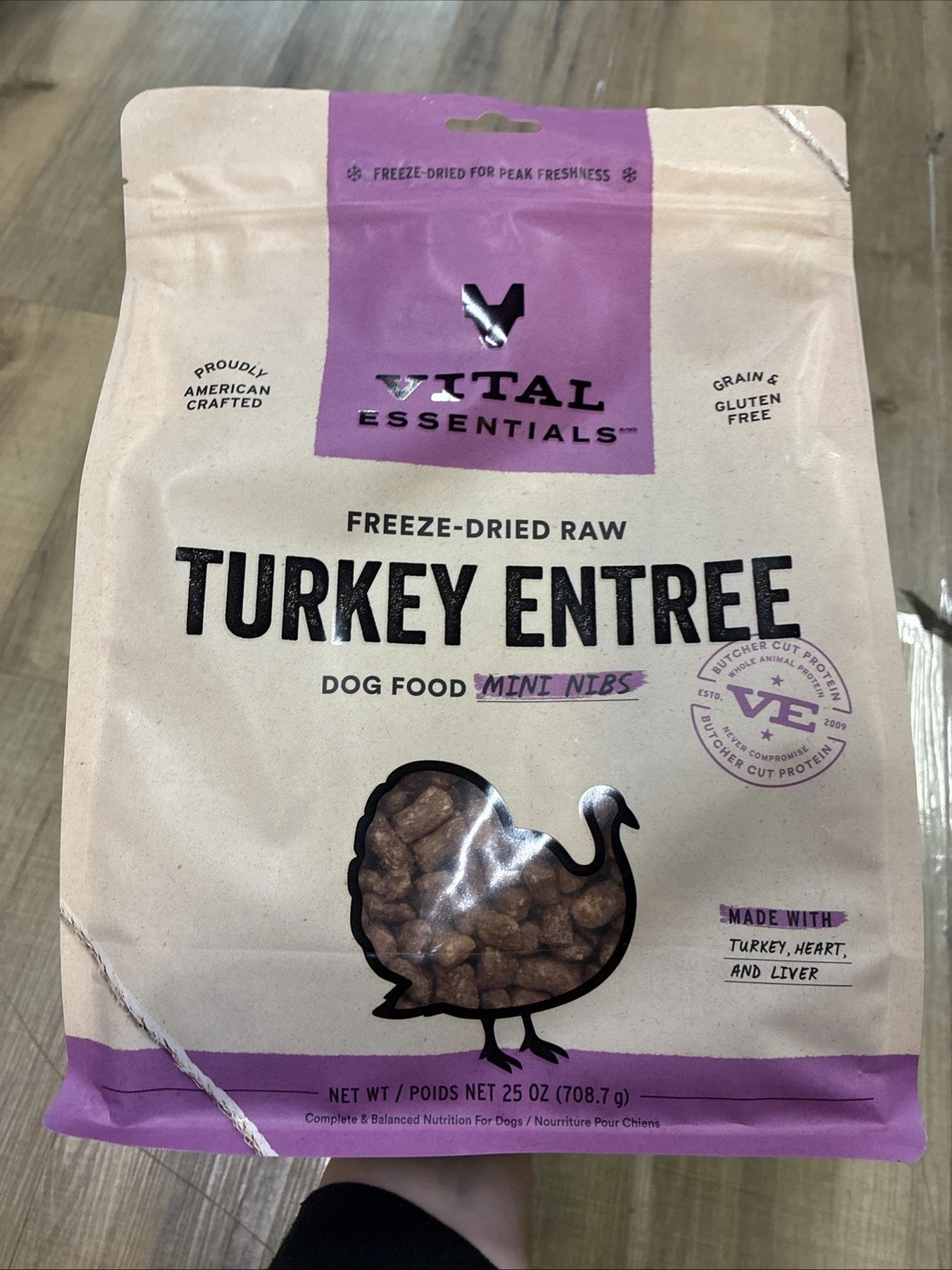 Vital Essentials Freeze-Dried Turkey Entree Mini Nibs For Dogs 25oz